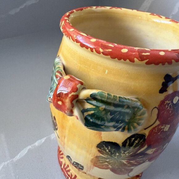 Italica ARS Pottery Vase Jug Pitcher Double Handle HandPainted Italy Mid Century - Picture 5 of 8